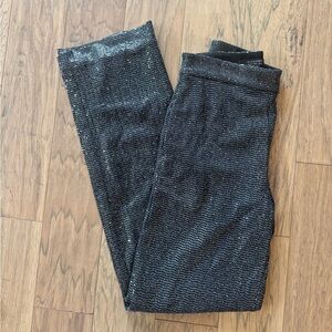 ALLSAINTS Black Silver Metallic Glitter Knit Wide Leg Pants